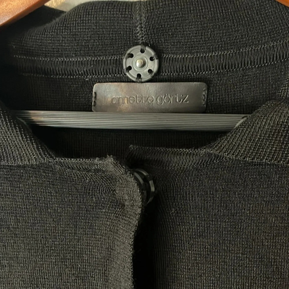 Annette Gortz Black 100% Merino Wool Snap Button Up Blazer Jacket Sz M - Picture 4 of 10